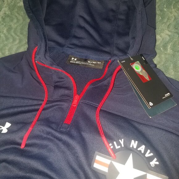 Under Armour Fly Navy pull over zip hoodie - Picture 2 of 7
